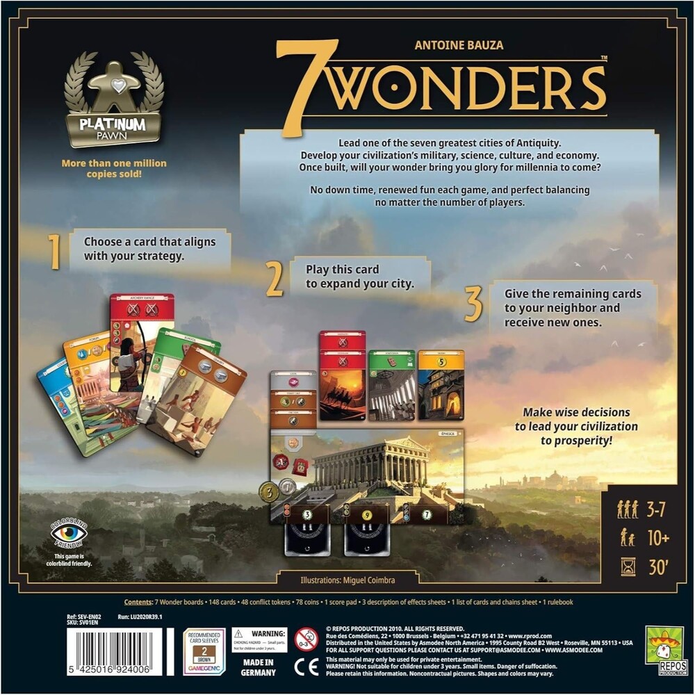7 Wonders Board Game Base Game NEW FACTORY SEALED - Picture 2 of 3